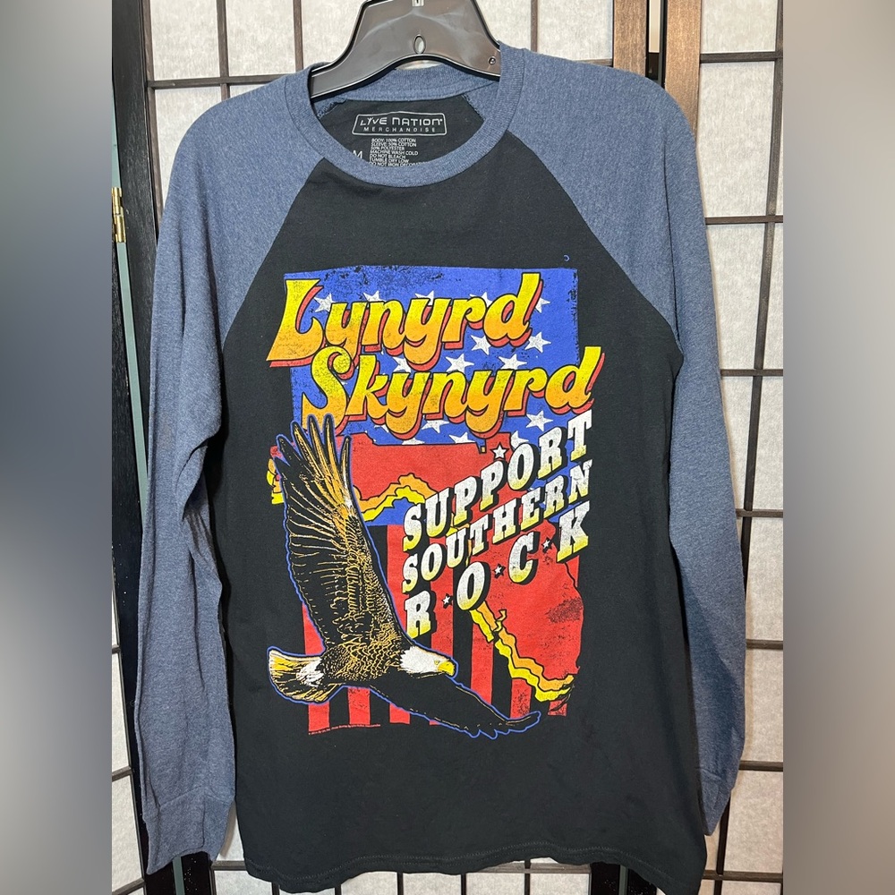 LYNYRD SKYNYRD LONG SLEEVE T SHIRT SUPPORT SOUTHERN ROCK LIVE NATION SIZE MEDIUM